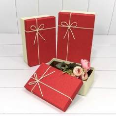 Набор подарочных коробок 3 в 1 С кожаным бантиком, Красный