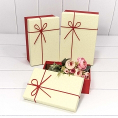 Набор подарочных коробок 3 в 1 С кожаным бантиком