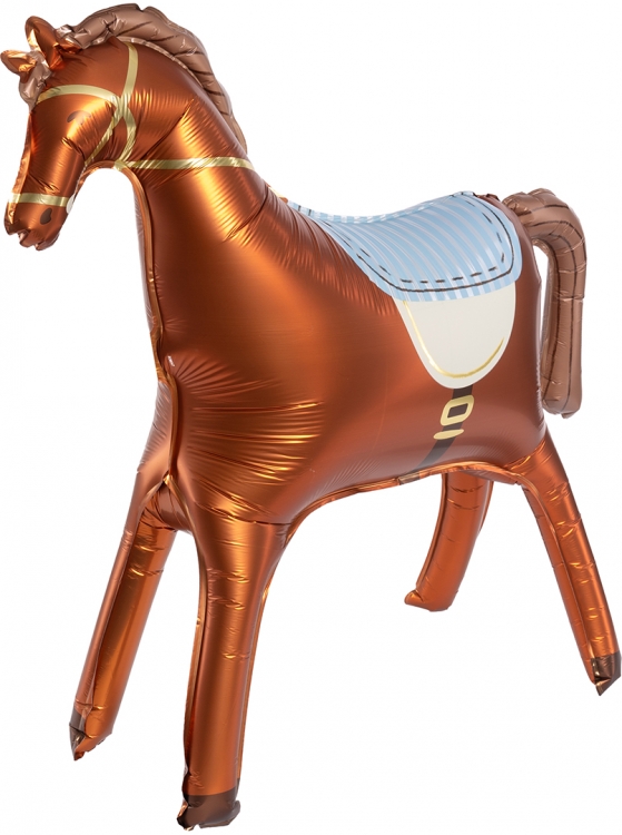Шар Фигура 3D Лошадка, Коричневый, Сатин (в упаковке)       