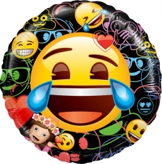 Шар Круг, Смайл, Emoji, Черный (в упаковке)